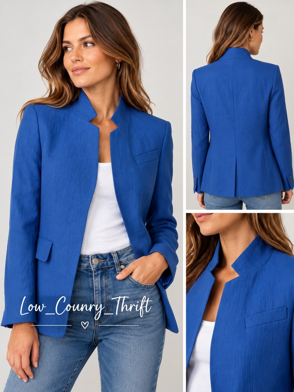 Zadig & Voltaire Very Tailleur Lin Blazer Women's EU 40 Blue Linen Blend